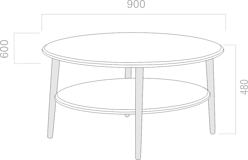 Чертеж круглого журнального столика